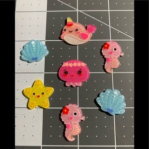 Ocean fish seahorse shell cabochons flat backs